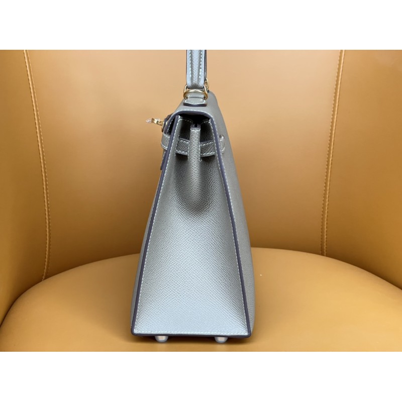 Hermès Kelly 25 Elephant Grey with Gold Clasp-100% Handmade, needs 3-7 days