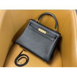 Hermès Kelly 28 Black Gold Buckle-100% Handmade, needs 3-7 days