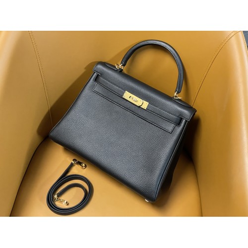 Hermès Kelly 28 Black Gold Buckle-100% Handmade, needs 3-7 days
