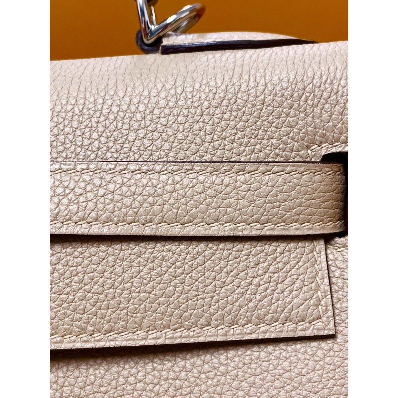 Hermès Kelly32 Dove Grey Togo Silver Clasp-100% Handmade, needs 3-7 days