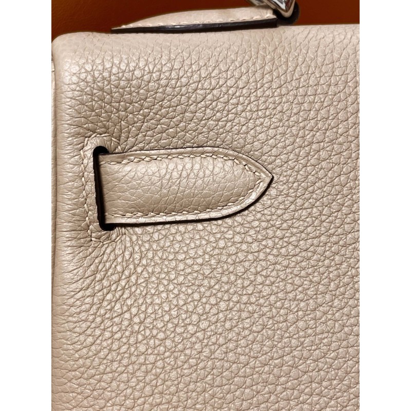 Hermès Kelly32 Dove Grey Togo Silver Clasp-100% Handmade, needs 3-7 days