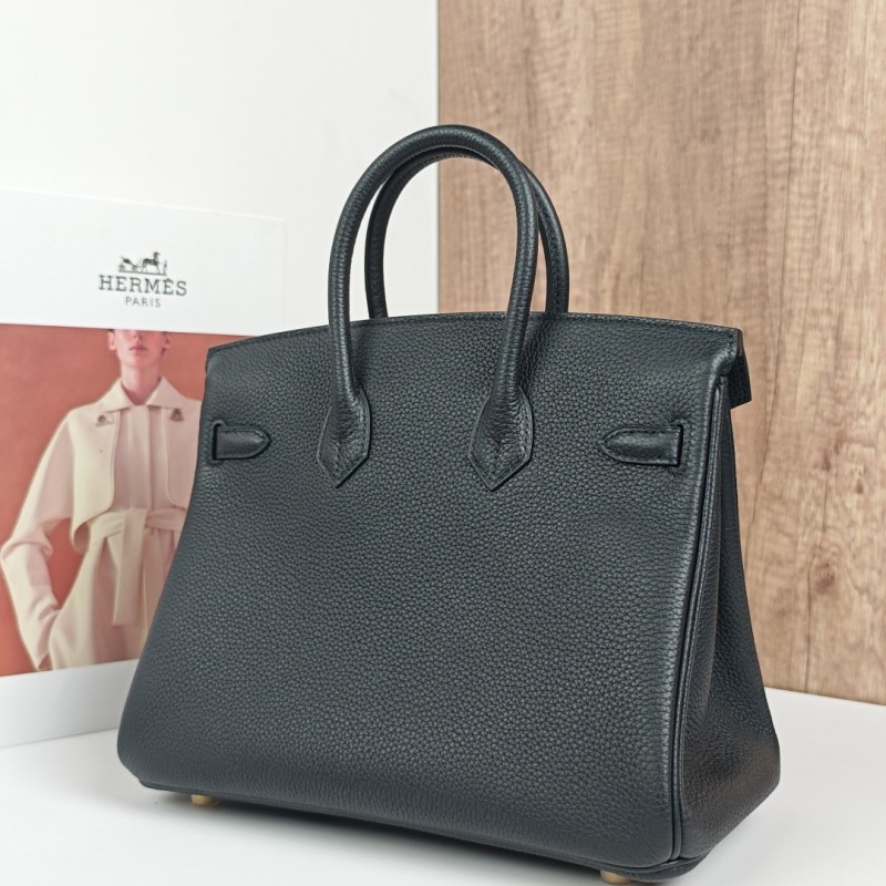  Birkin 25 Black with Gold Clasp Togo Leather-100% Handmade, needs 3-7 days