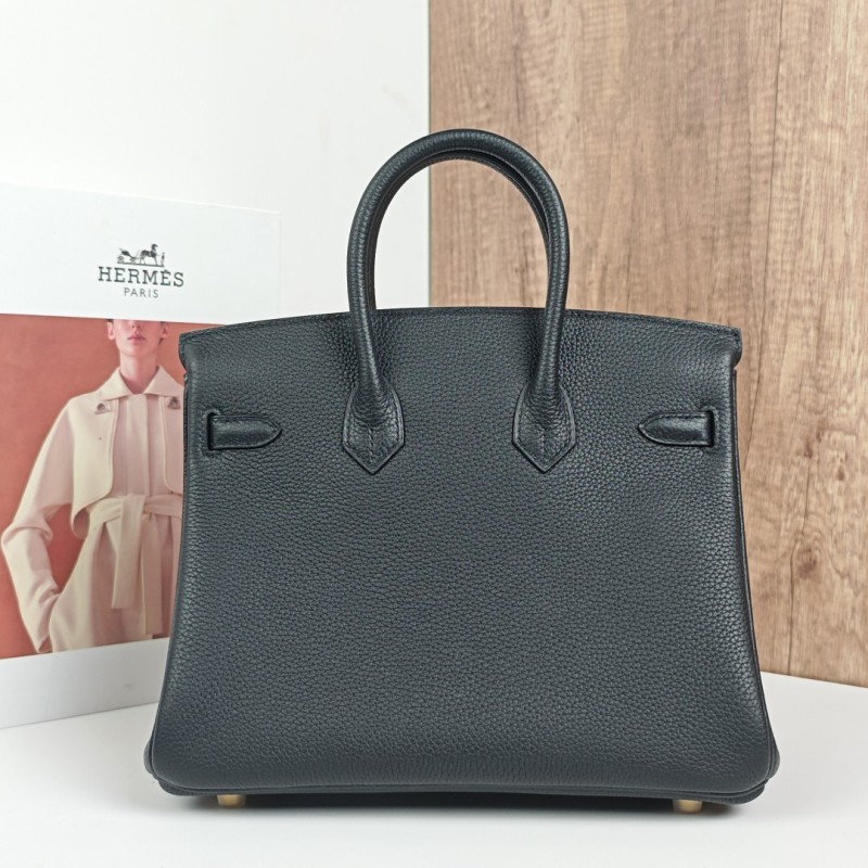  Birkin 25 Black with Gold Clasp Togo Leather-100% Handmade, needs 3-7 days