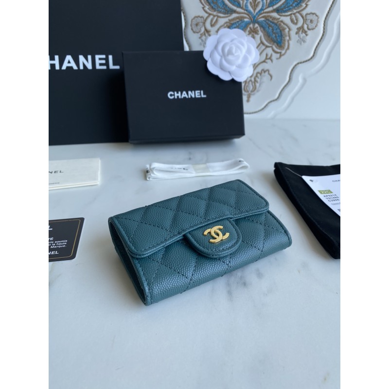 CHANEL Caviar Small Ball Grain Classic Series New cf Small Card Holder