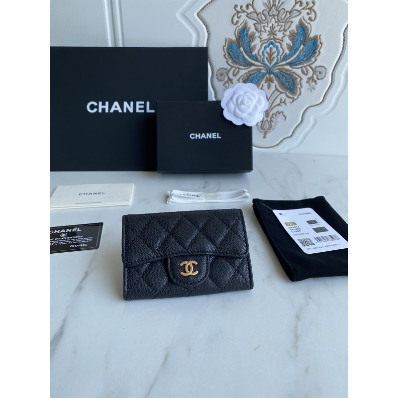 CHANEL Caviar Small Ball Grain Classic Series New cf Small Card Holder