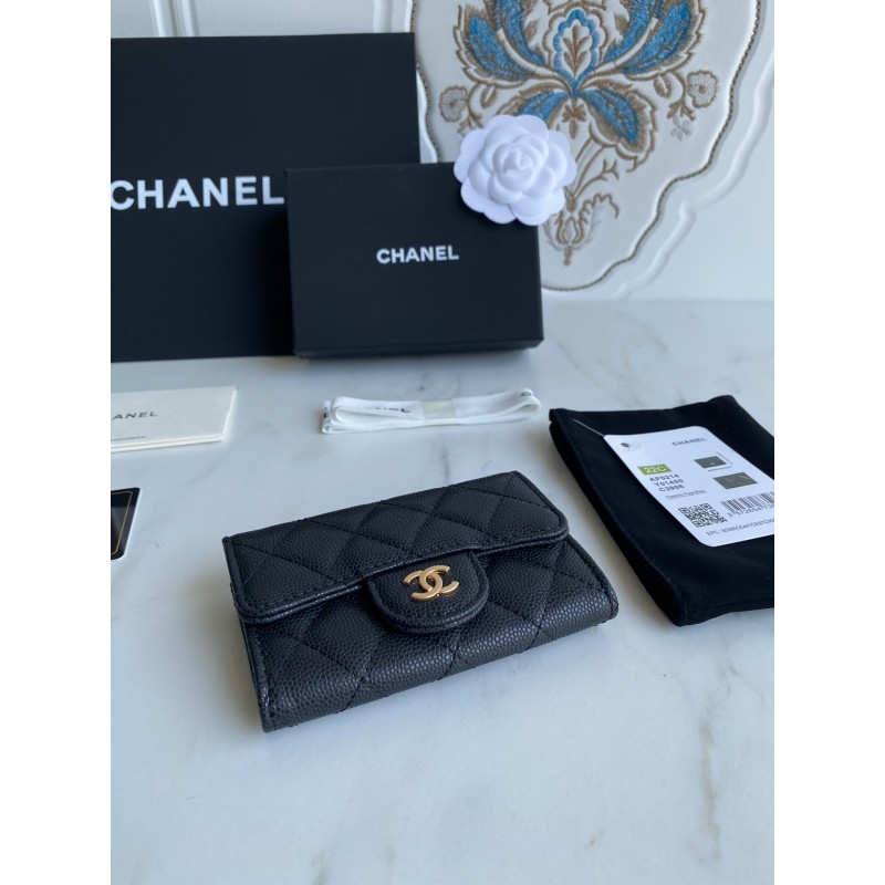 CHANEL Caviar Small Ball Grain Classic Series New cf Small Card Holder