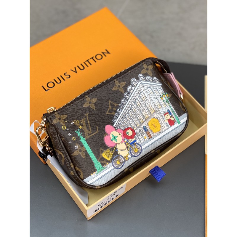 Louis Vuitton Silk-Printed MINI POCHETTE ACCESSORIES Small Handbag.