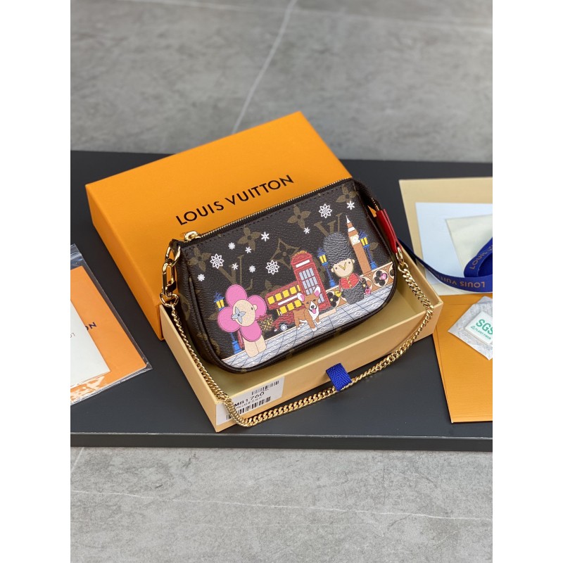 Louis Vuitton Silk-Printed MINI POCHETTE ACCESSORIES Small Handbag.