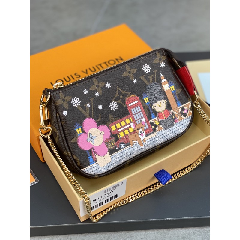 Louis Vuitton Silk-Printed MINI POCHETTE ACCESSORIES Small Handbag.