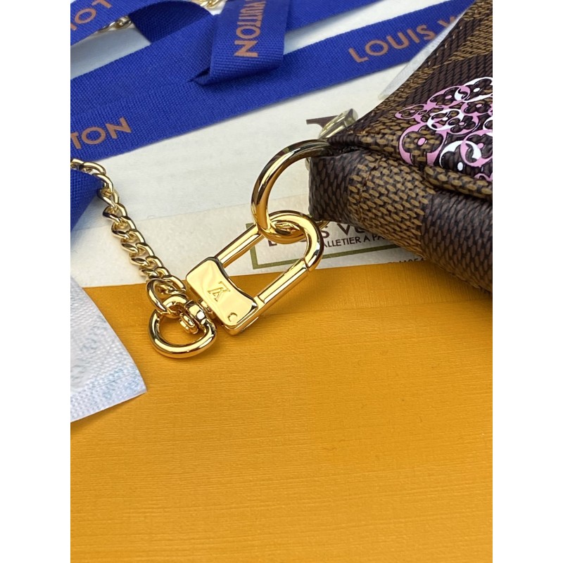 Louis Vuitton Silk-Printed MINI POCHETTE ACCESSORIES Small Handbag.