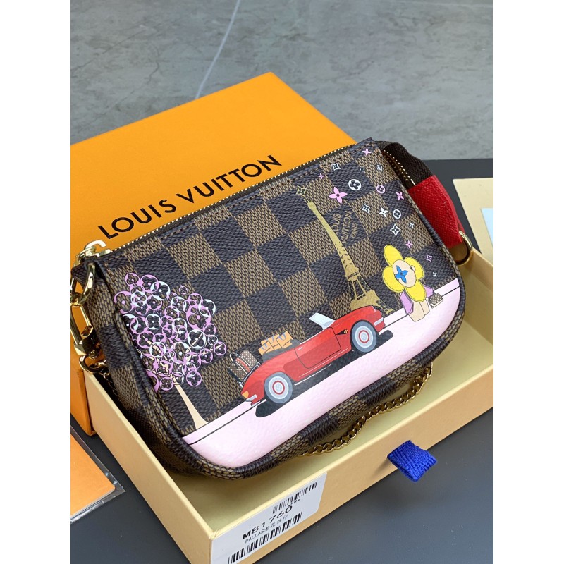 Louis Vuitton Silk-Printed MINI POCHETTE ACCESSORIES Small Handbag.