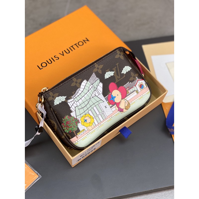 Louis Vuitton Silk-Printed MINI POCHETTE ACCESSORIES Small Handbag.